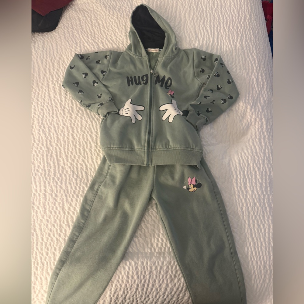 Size Junior 30 Pink Fox Sage Green Minnie Mouse Hoodie & Joggers
